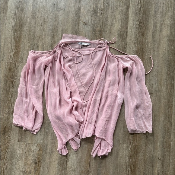 Zara Semi-Sheer Off the Shoulder Blouse - Picture 5 of 11